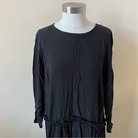 Alpha60 rayon oversized long sleeve black dress 26248 - Picture 3 of 8